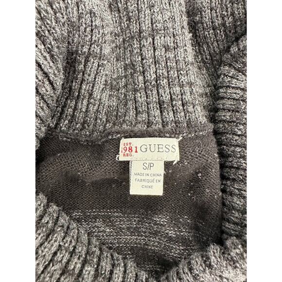 Guess Black Striped Shawl Collar Buckle Long Sweater Top Size S/P Y2K Preppy - Picture 3 of 7